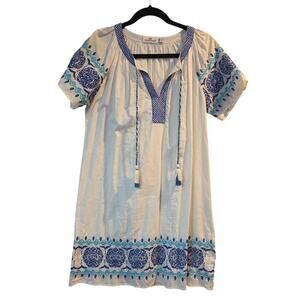 Vineyard Vines embroidered popover medallion dress coverup size Small white blue